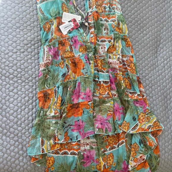 America and beyond pool blue floral beach dress NWT - Picture 2 of 2